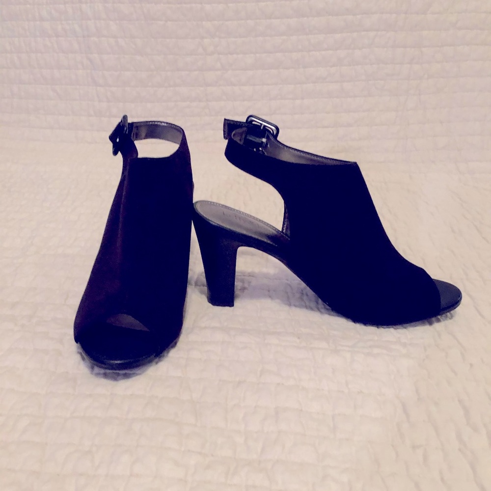 Suede Peep Toe Heels